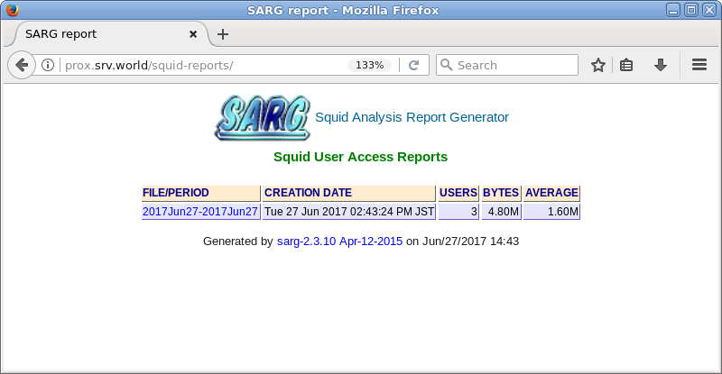 Debian 9 Stretch : Proxy Server : Log Report : SARG : Server World