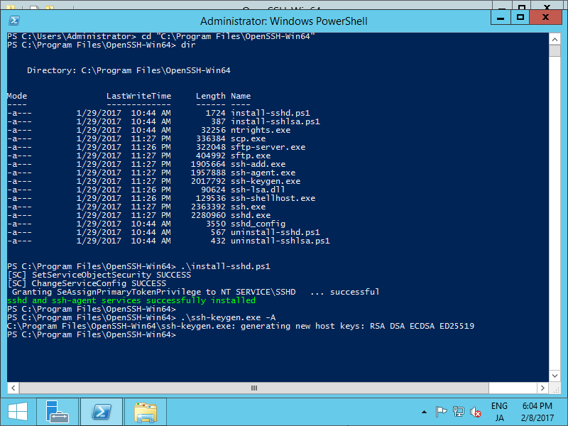 Hhssh Windows Server 2012 R2 : Install OpenSSH : Server World