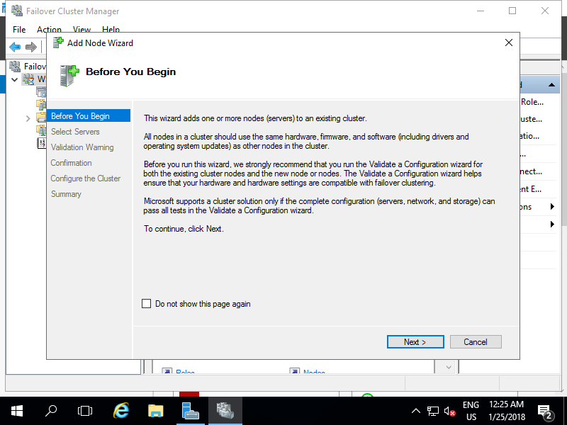 Windows Server 2016 : WSFC : Add Nodes : Server World